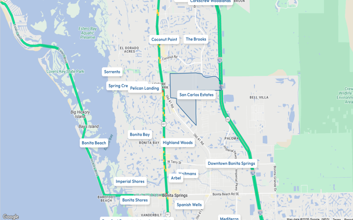 San Carlos Estates map Bonita Springs