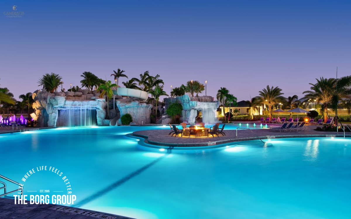 The Place at Corkscrew resort pool 100-foot waterslide Estero
